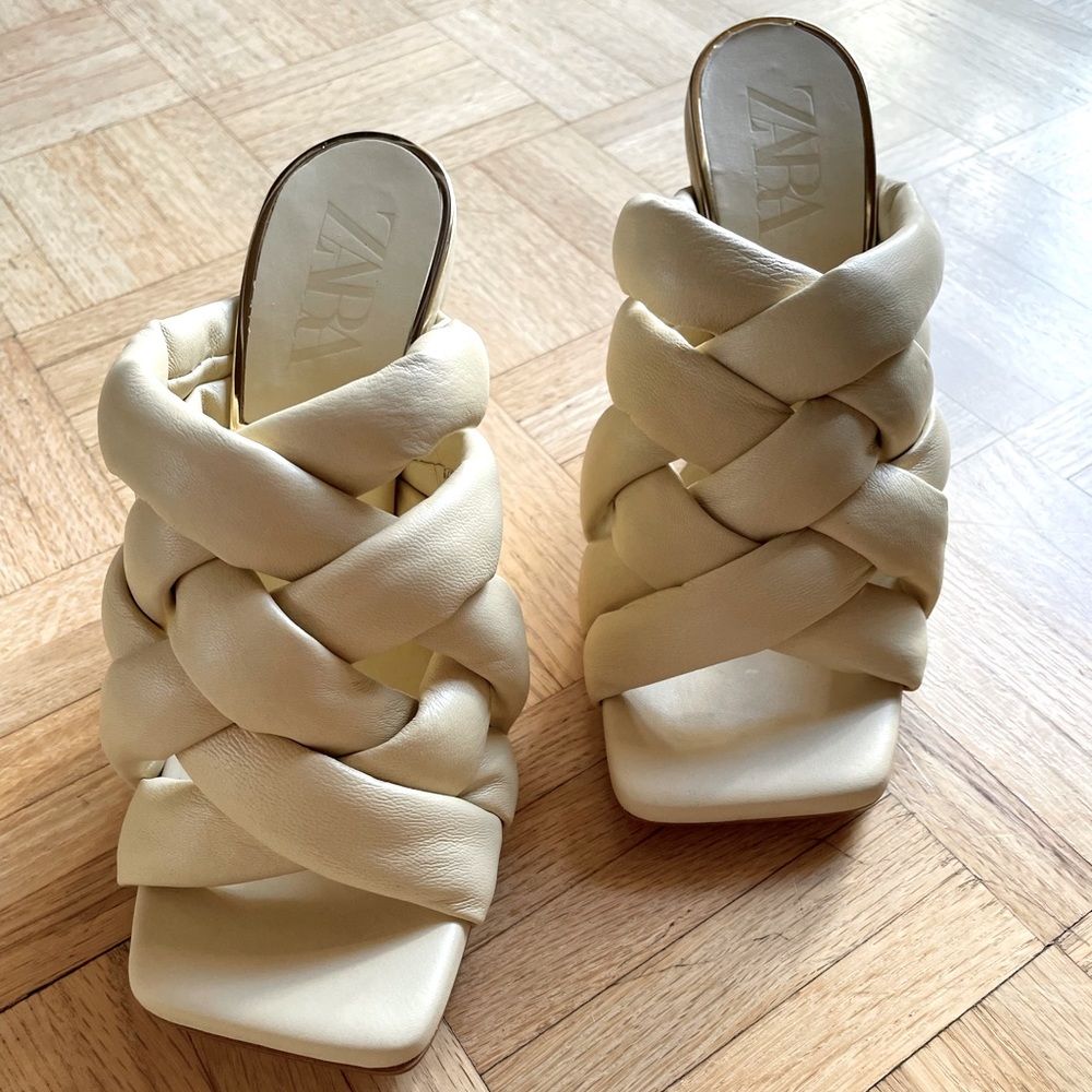 ZARA Padded Woven Leather Heels